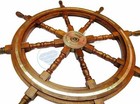 36  Nautical Wooden Ship Steering Wheel Pirates Decor Brass Handle Sw5