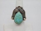 Native American Navajo Indian M Bennett Sterling Silver Turquoise Stone Ring