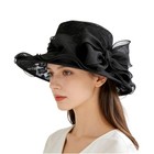 Women   s Lace Organza Bow Hat Wide Brim Fascinator Bucket Hat Cocktail Tea