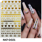 Heart Gold Nails 3d Sticker nail Art Sticker Acrylic  Dipping  Gel X  Gel Manicu