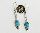 Mexico Turquoise Sterling Silver 925 Hook Earrings Drop Dangle Southwestern