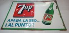 Vintage 60 s 7up Large 24  X 14  Metal Embossed Jun  67 Sign En Espa  ol