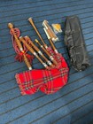 Handmade Rosewood Highland Bagpipes - Red Royal Stewart Tartan Cover Full Size