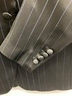 New Men   s Black Satin Tuxedo Suit With Blue Shiny Pinstripes