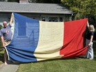 Huge Cotton Bunting Sewn France Flag Cloth Old French Antique Textile 95    Tall