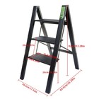 Aluminum 3 Step Black Folding Ladder Step Stool With Wide Anti-slip Pedal