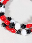 Red Black White Glass Bead Memory Wire Wrap Bracelet 6 Inch
