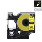 2pk 18056 Black On Yellowheat-shrink 1 2 tube Label Tape Use With Dymo Rhino5200