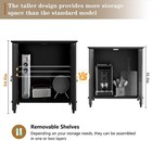 Vintage Solid Wood Veneer Buffet Cabinet Black Sideboard Credenza