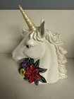 Decorative Unicorn Head Sculpture With Floral Accents