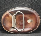 Xh11148 Very Cool Vintage 1970s     flower     Leather Artwork Mens Belt Buckle
