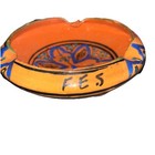 Vintage Middle Eastern Hotel Pottery Ashtray Colorful Hand Painted Signed