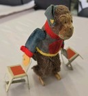 Vtg Circus Acrobat Monkey W Chairs Wind-up Toy W Key Made In Japan - Works