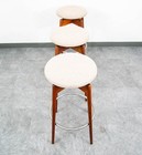 Mid Century Modern Bar Stools Set 3 Albert Parvin Off White Solid Walnut Danish