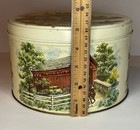 Vintage 1983 Pennsylvania Dutch Country Round Canister Tin