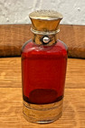 Antique Sampson Mordan Sterling Silver Gilt Ruby Glass Scent Bottle Vinaigrette