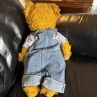 Vintage 21    Fluffy Gold Mohair Fully Jointed Artist Teddy Bear W  Denim Overalls