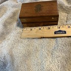 Nautical Wooden Box W monocular Hinged Brass Inlaid Anchor   Trim