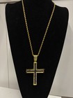 Rare Vintage Y2k Gold Tone Rope Chain With Iced Out Black And Clear Rhinestones