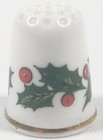 Vintage Queens Fine Bone China Thimble Made In England Holly Design Christmas 