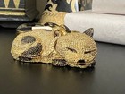 Vintage Est  e Lauder Leopard Compact Gold Tone Animal Crystal Vanity Case