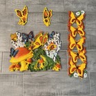 Vintage 1970s Butterfly Mushrooms Frog Trippy Hippie Wall Art Plaque 4 Piece Lot