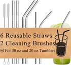 Eco-friendly Drinking Straws - 6-pack With Cleaning Brushes For Stylish Sipping