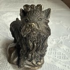 Vintage Yorkshire Terrier Yorkie Dog Figurine Bronze Tone Statue Paperweight