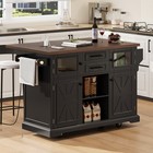 54 9  Kitchen Island W drop Leaf Dining Room Storage Cart W storage Shelve wheel