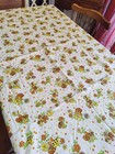 Vintage Vinyl Tablecloth Merry Mushroom Style 69x53 Groovy Retro Hippie  70s