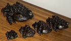 Sugi Cryptomeria Carved Wood Frog Toad Family Set 5 Okimono Japan Vintage50s 60s