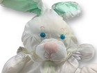 Fisher Price 1988 Vintage Nylon Puffalump Bunny With Rattle Green Yellow
