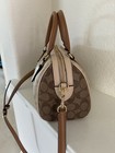Authentic Coach Rowan Satchel Signature Canvas Tan Leather Trim Cs185