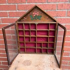 Vintage Wood Curio Display Wall Case Red Velvet Roses 19  Shadow Whimsigoth Y2k