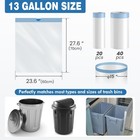 13 Gallon 40pcs Strong Drawstring Trash Bags Garbage Bags White