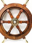 Solid Brass Handle 18  Wooden Helm Ship Wheel Boat Steering Antique Wall Decor 