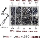 260pcs box With Stainless Steel Fishing Barrel Swivels 150pcs  barrel Swivels