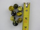 Vintage Marbles Lot Of 8 Yellow Black Green Swirl Glass