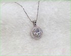 2ct Lab Created Diamond 14k White Gold Finish Free Chain 8mm Round Halo Pendant