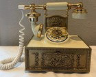 Vintage Deco-tel French Victorian Style Ivory   Gold Rotary Dial Phone