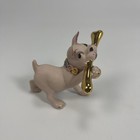 Walker Hagen Renaker Pink Gold Bisque Dog With Gold Bone