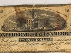 1863 Confederate States Of America  20 Twenty Dollar Note     Civil War Era