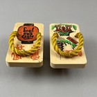 Vintage 1980s Japanese Wooden 3 25  Sandals Hand Painted Novelty Japan