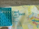 Curity Crib Sheet Fitted Permandent Press Baby Animals Rainbows 28x52 Yellow