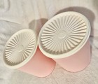 Tupperware Servalier Pink Canisters With White Lid Set Of 2 Heritage Line  New