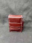 German Leather Cigarette   Lighter Case Set   Brass Star Detail   Nos