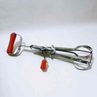 Vtg Androck Egg Beater Mixer Orange Wood Handle Stainless Steel  b6 