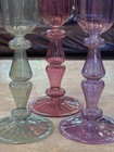 Set Of 3 Murano Champagne Flutes Handblown Venetian Glass Iridescent Ribbed