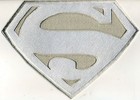 7  X 10  Fully Embroidered Superman Chest Logo Patch  - White   Silver