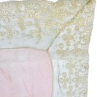 Antique Pink And Off White Lace Handkerchief 16x16 With Floral Embroidery